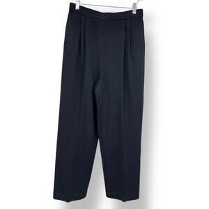 St. John Santana Knit Black Pleated Ankle Pants with Pockets Women's 8